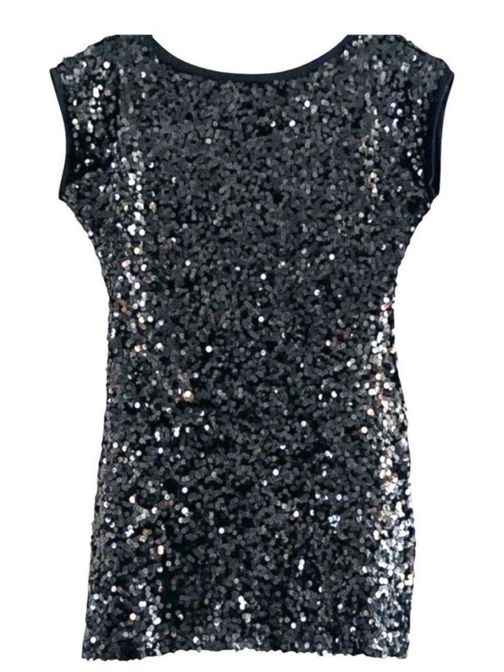 BLQ MKT  Black Sequin Open Tie Back Mini Dress L